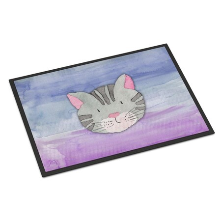 Carolines Treasures 18 x 27 in. Cat Face Watercolor Indoor or Outdoor Mat BB7355MAT